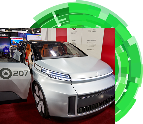 Electric car displying on expo hall